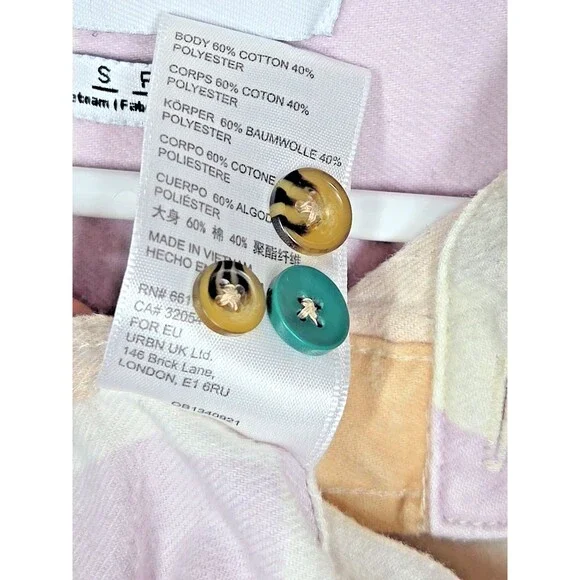 NEW Urban Outfitters Ted Check Patchwork Flannel Shirt SMALL Multicolor OVERSIZE - Picture 6 of 8